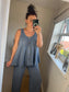 Linen Mix Vest - Denim Blue