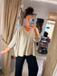 V Neck Stitch Jumper - Beige