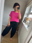 Jersey Barrel Leg Trousers - Black