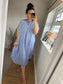 Stripe Cotton Midi Dress - Blue