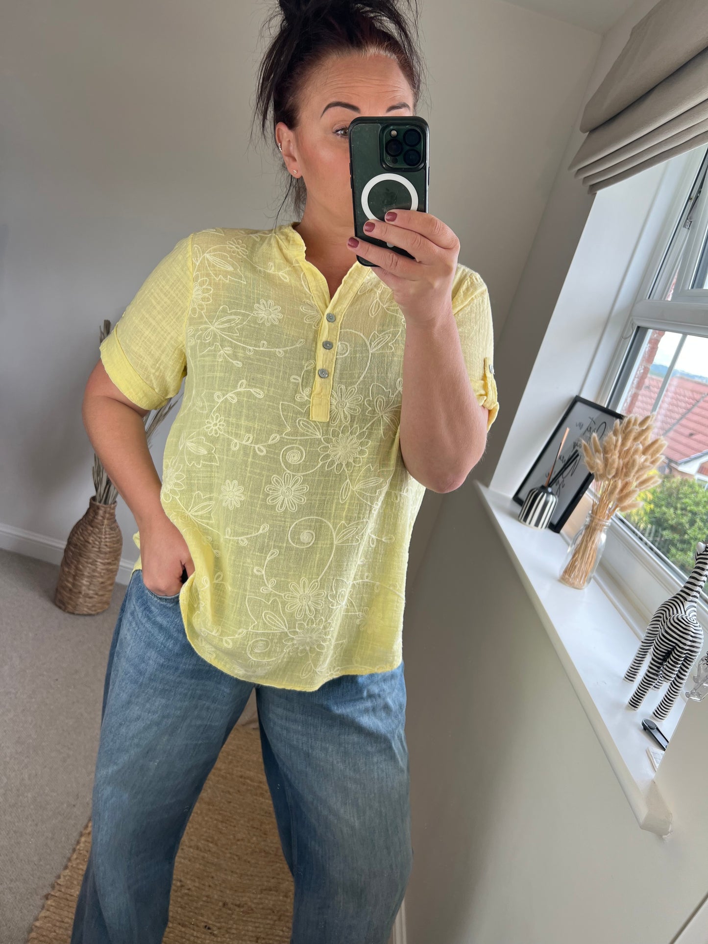 Cotton Shirt - Embroidered Lemon