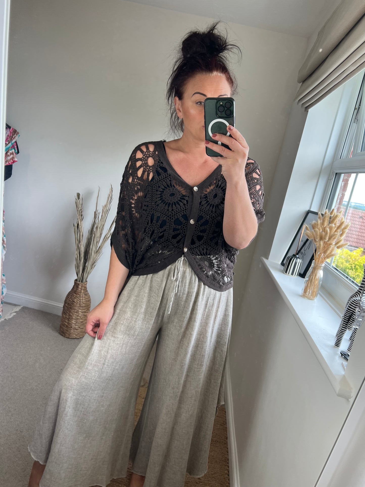 Crochet Scooped Cardi - Chocolate