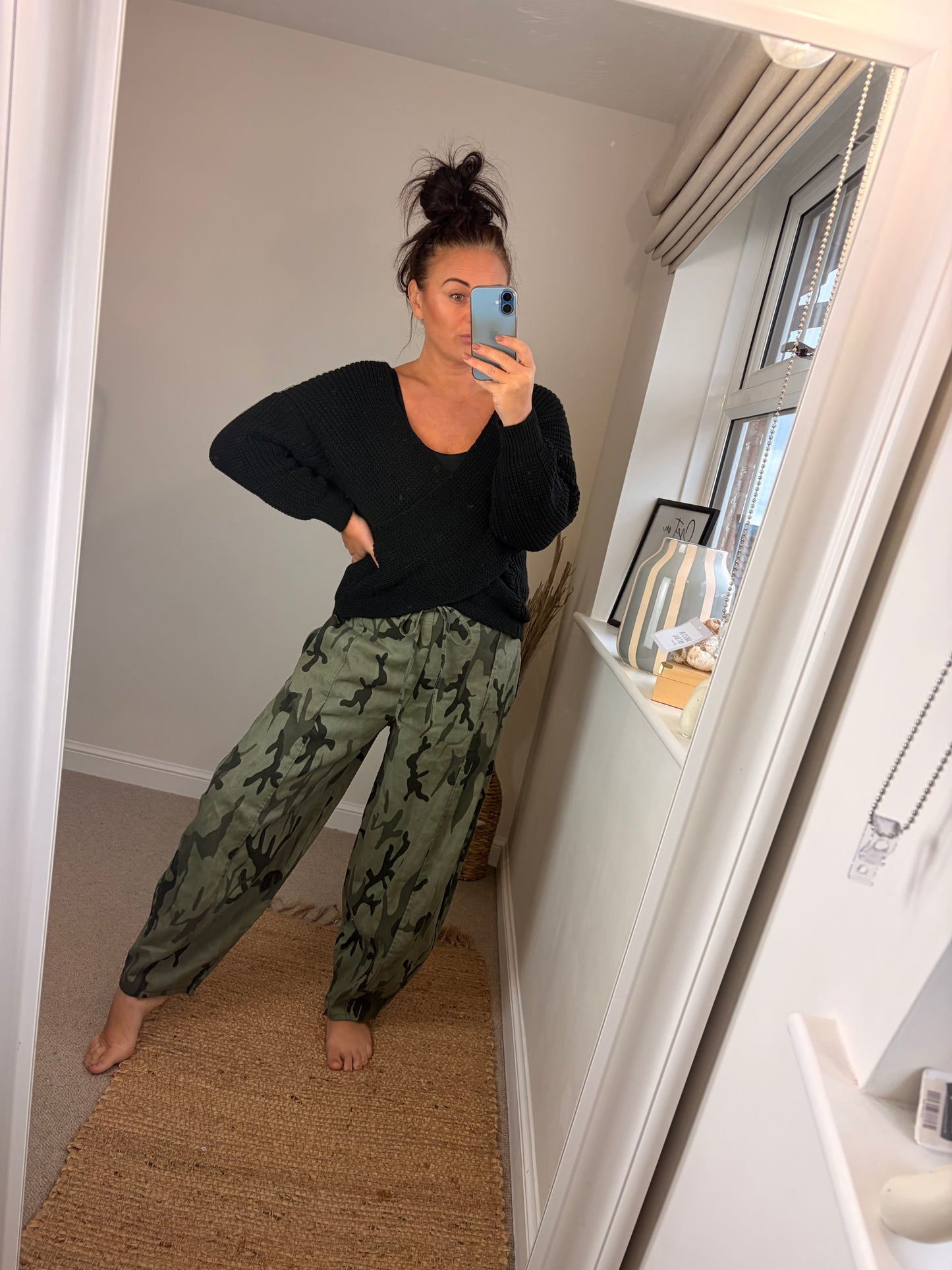 Camo Barrel Leg Trousers