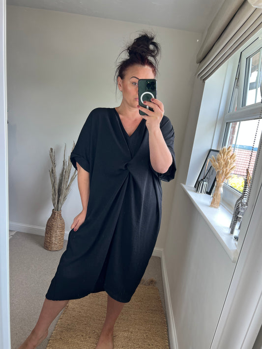 Twist Front Dress - Black
