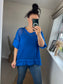 Raw Edge Mesh Top - Cobalt