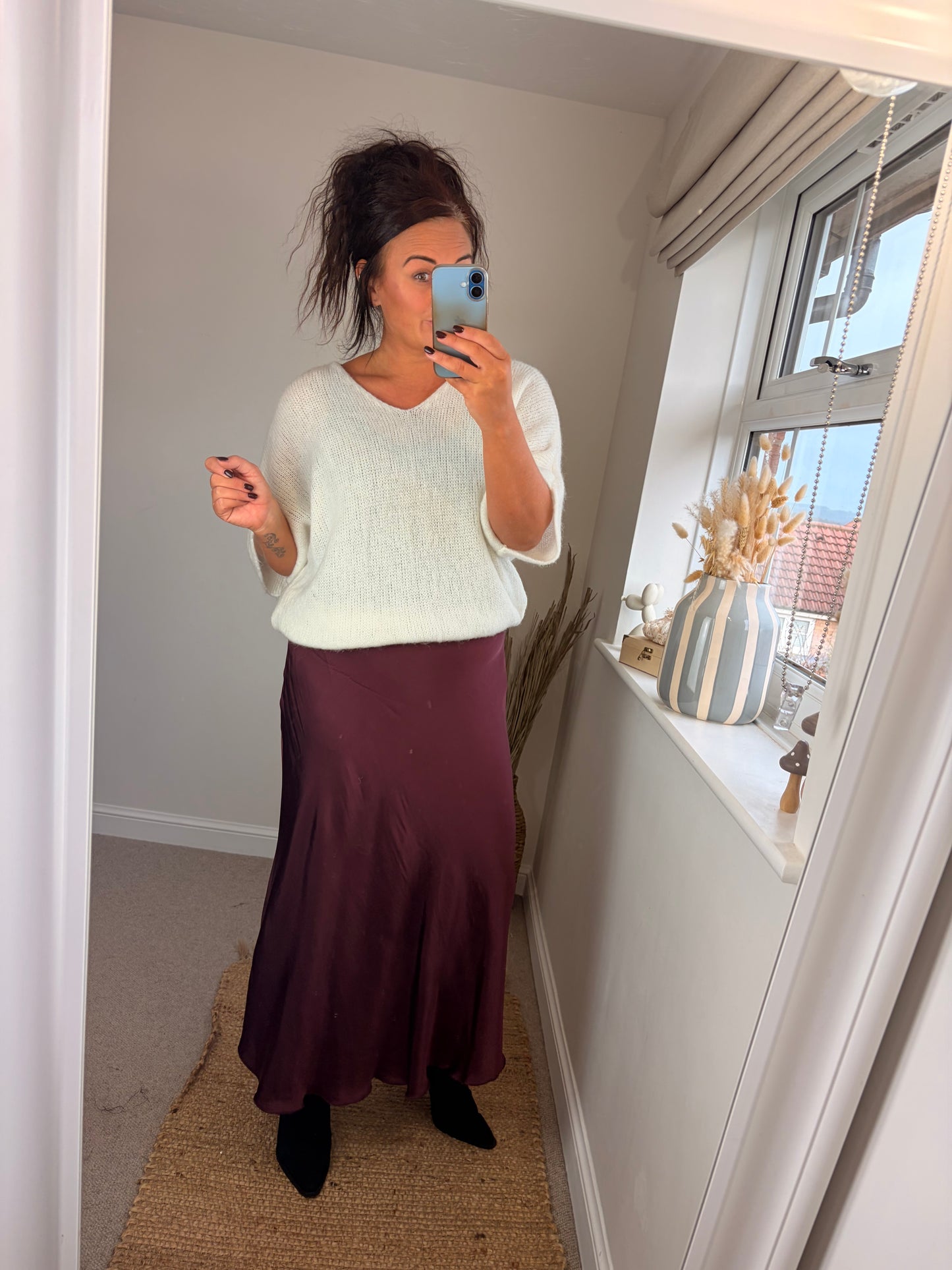 Satin Skirt - Wine