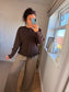 Ribbed Button Jumper/Cardigan - Chocolate
