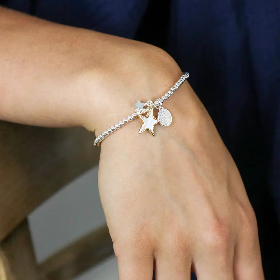 Peace Of Mind -  Silver Plated Bracelet with Double Star