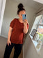 Cold Shoulder Studded Top - Rust