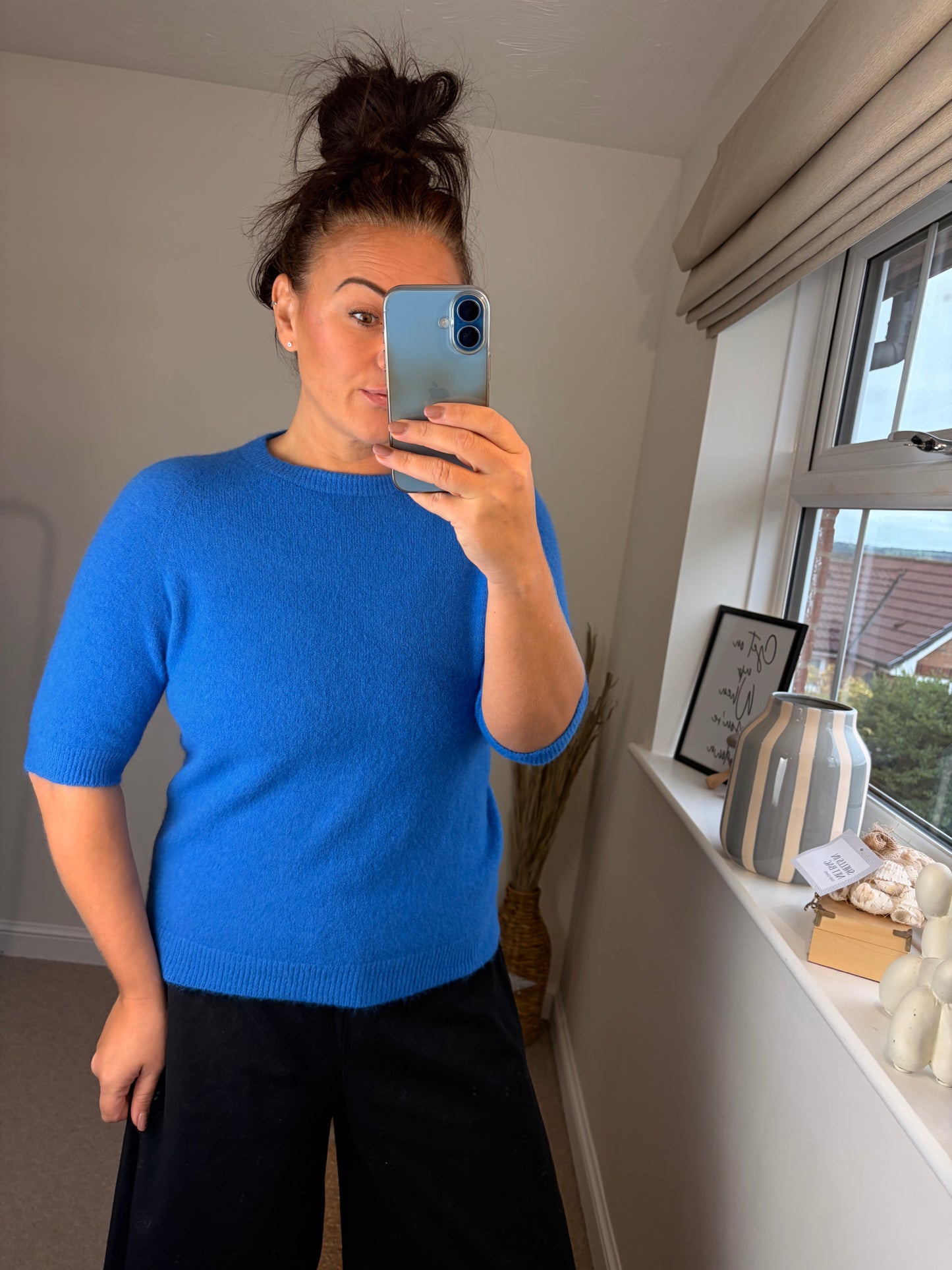 Crop Sleeve Jumper - Blue