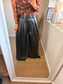 Wide Leg Faux Leather Trousers - Black