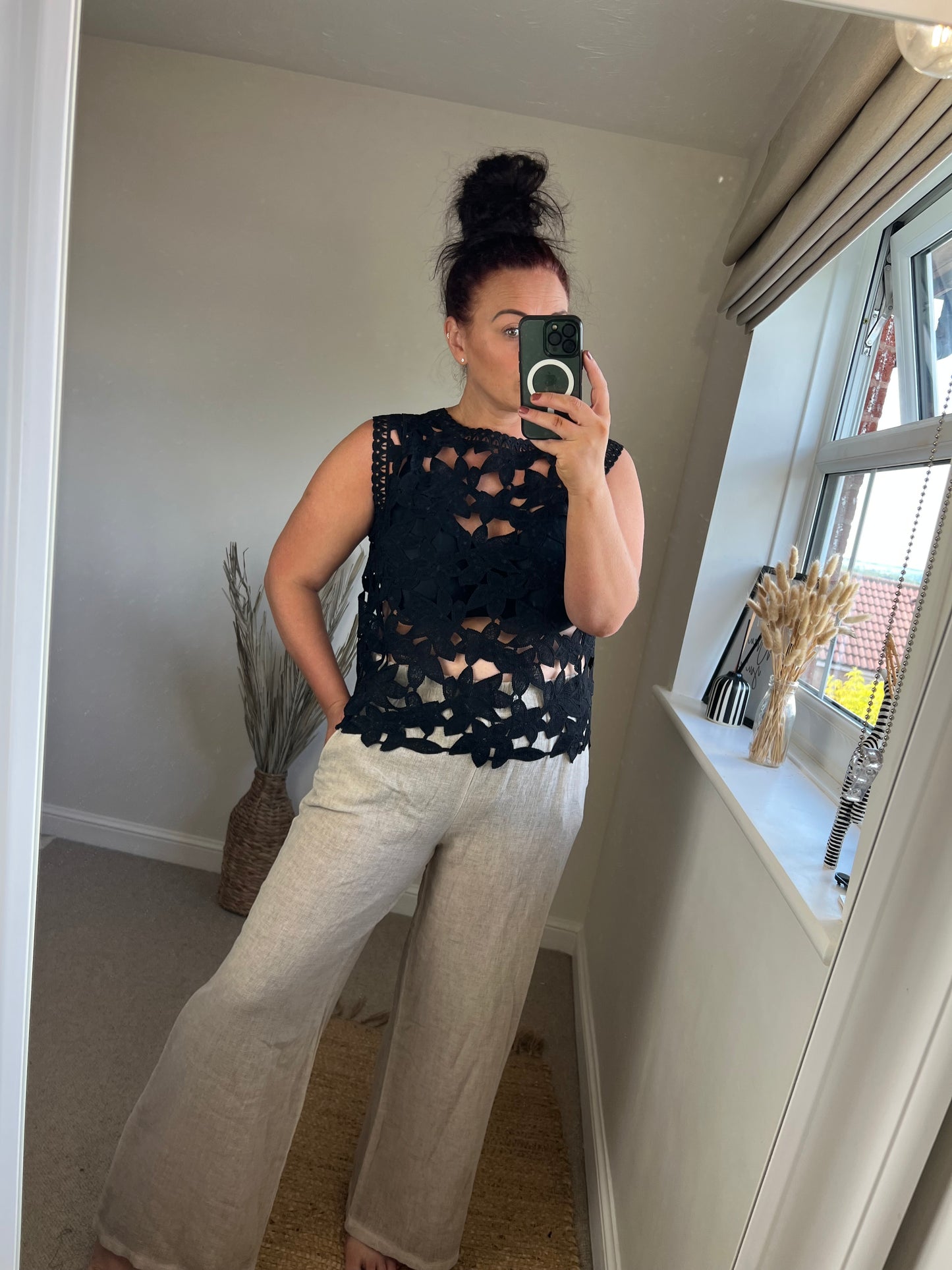 Lace Vest Top - Black