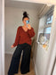 Chunky Knit Wrap Jumper - Rust