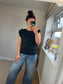 Ruffle Sleeve Tshirt - Black