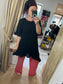Linen Frill Tunic/Dress - Black