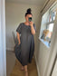 Cotton Stripe Cocoon Dress - Chocolate