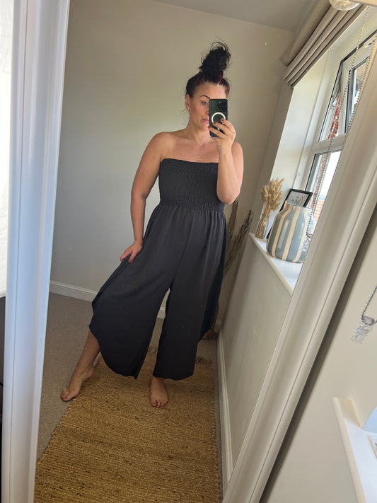 Strapless Tapered Jumpsuit - Chocolate