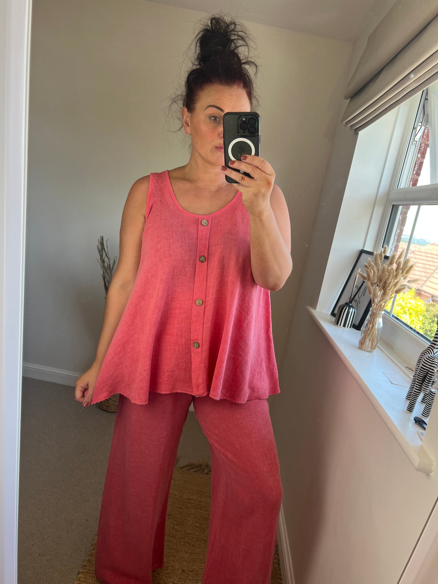 Linen Mix Vest - Rose