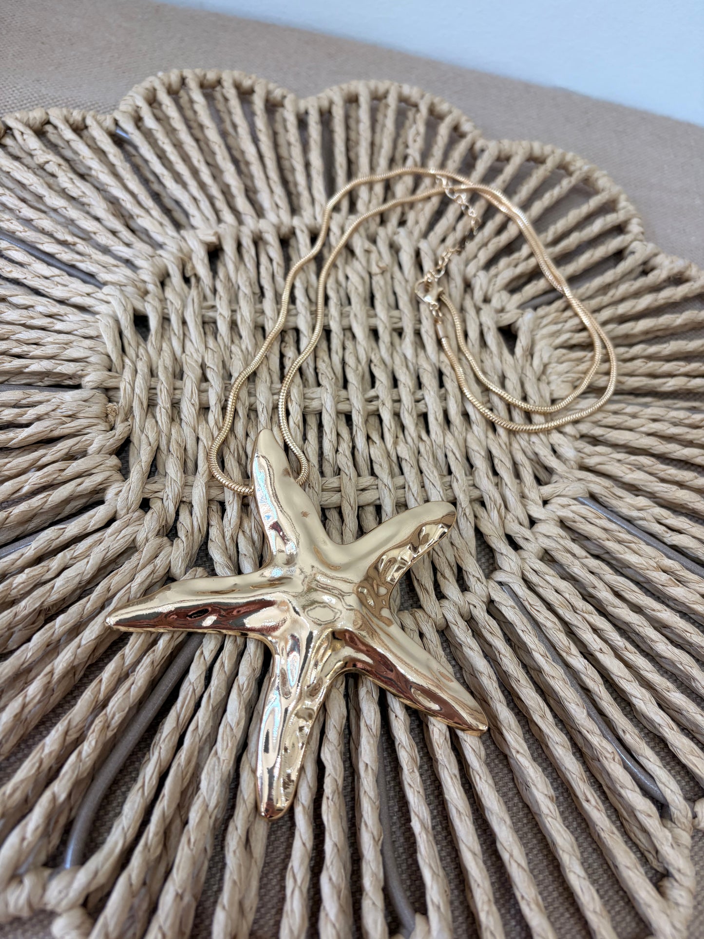 Long Starfish Necklace - Gold