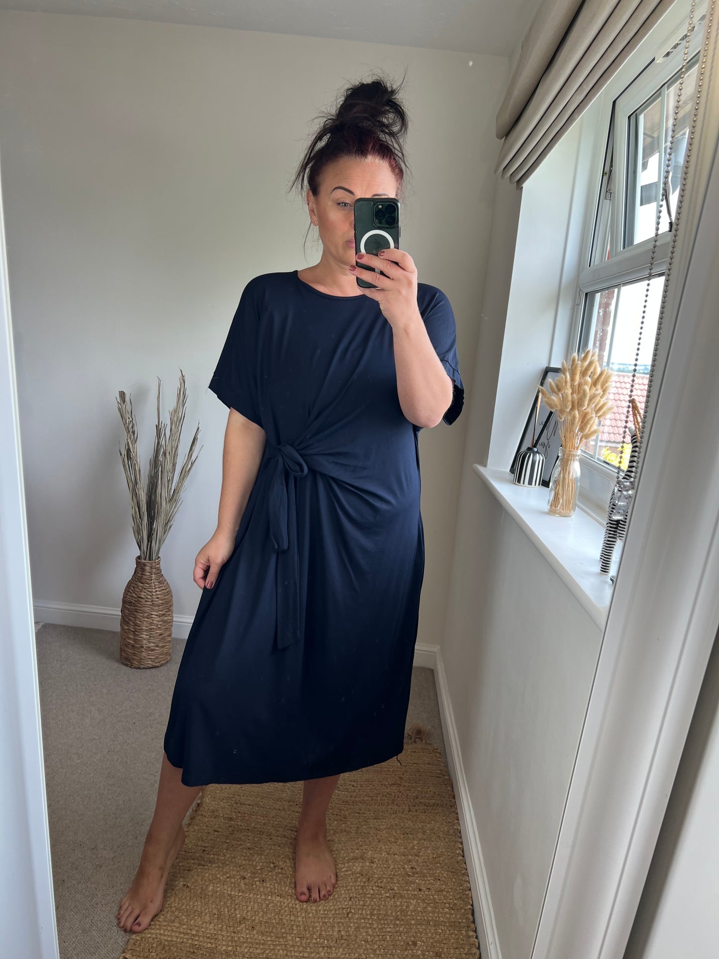 Tie Side Dress - Navy