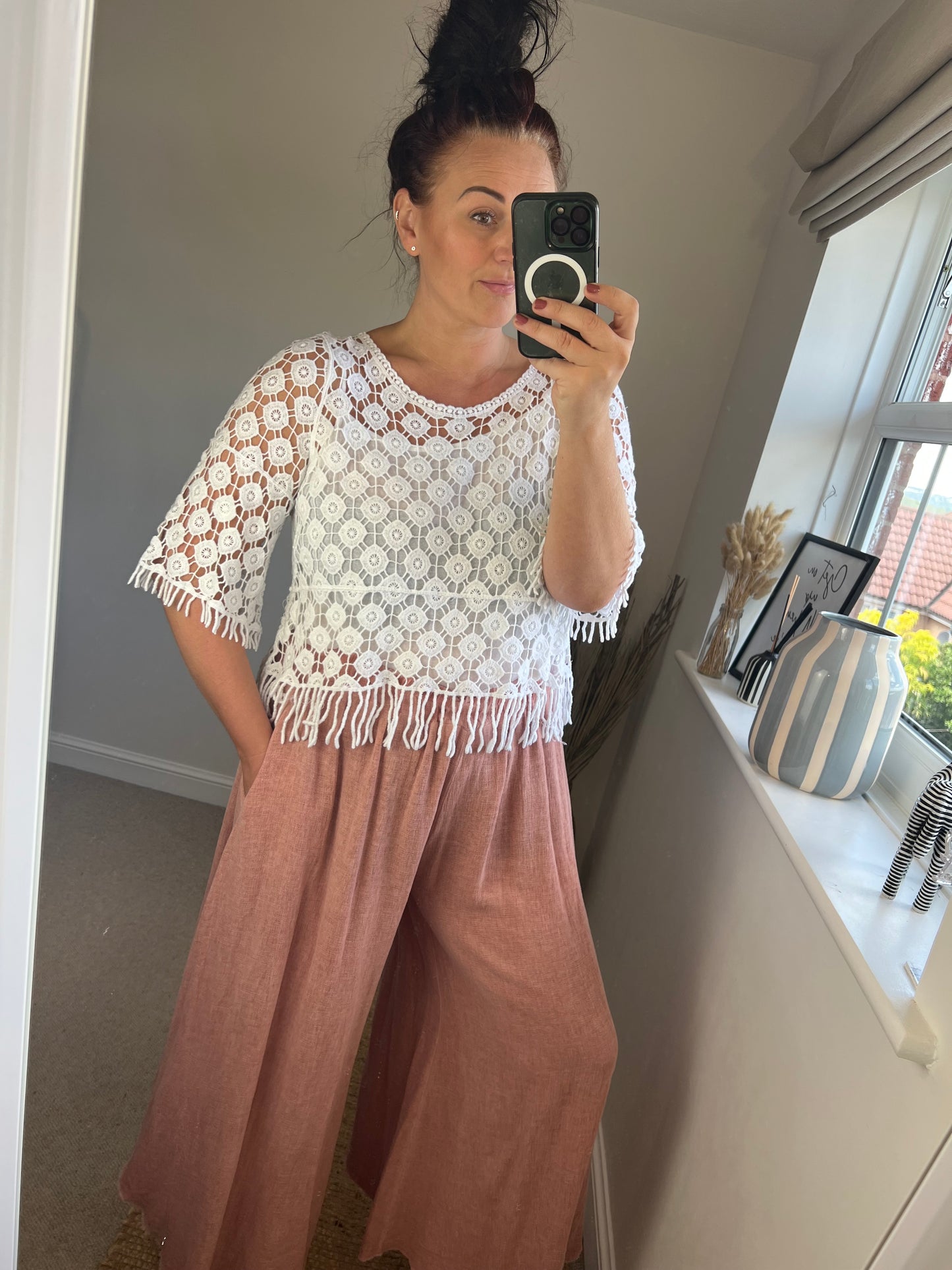 Crochet Tassel Top - White