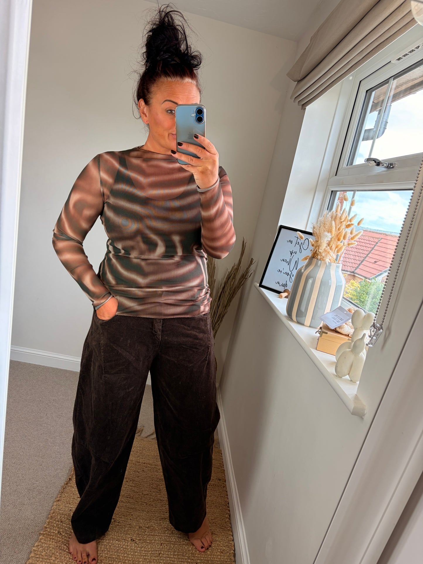 Mesh Layering Top - Brown