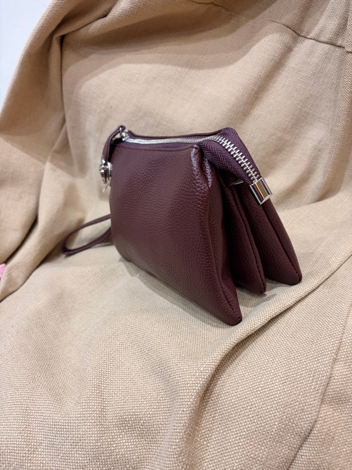Triple Compartment Bag - Brown