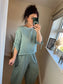 Linen Drawstring Arm Top - Sage